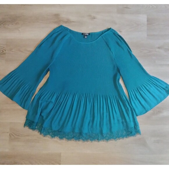 2 XL Roz & Ali Teal Top - slit in sleeve - Picture 1 of 7
